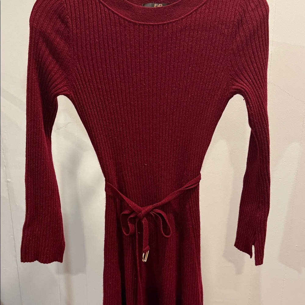 Burgundy Ribbed Knit Dress